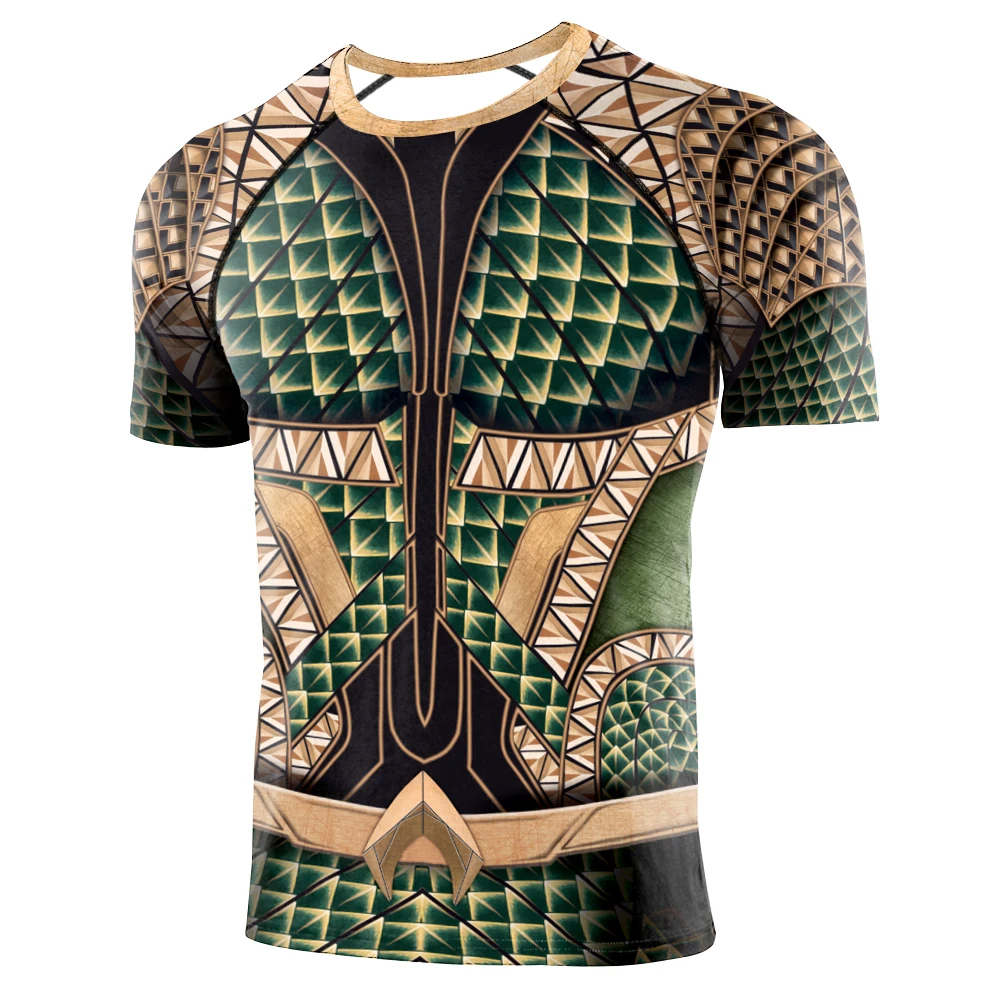 Zawaland 3D Printing Armor T Shirt Men Long Sleeve Adult Compression Tee Superhero Cosplay Costume Tracksuit Tops Short Sleeve