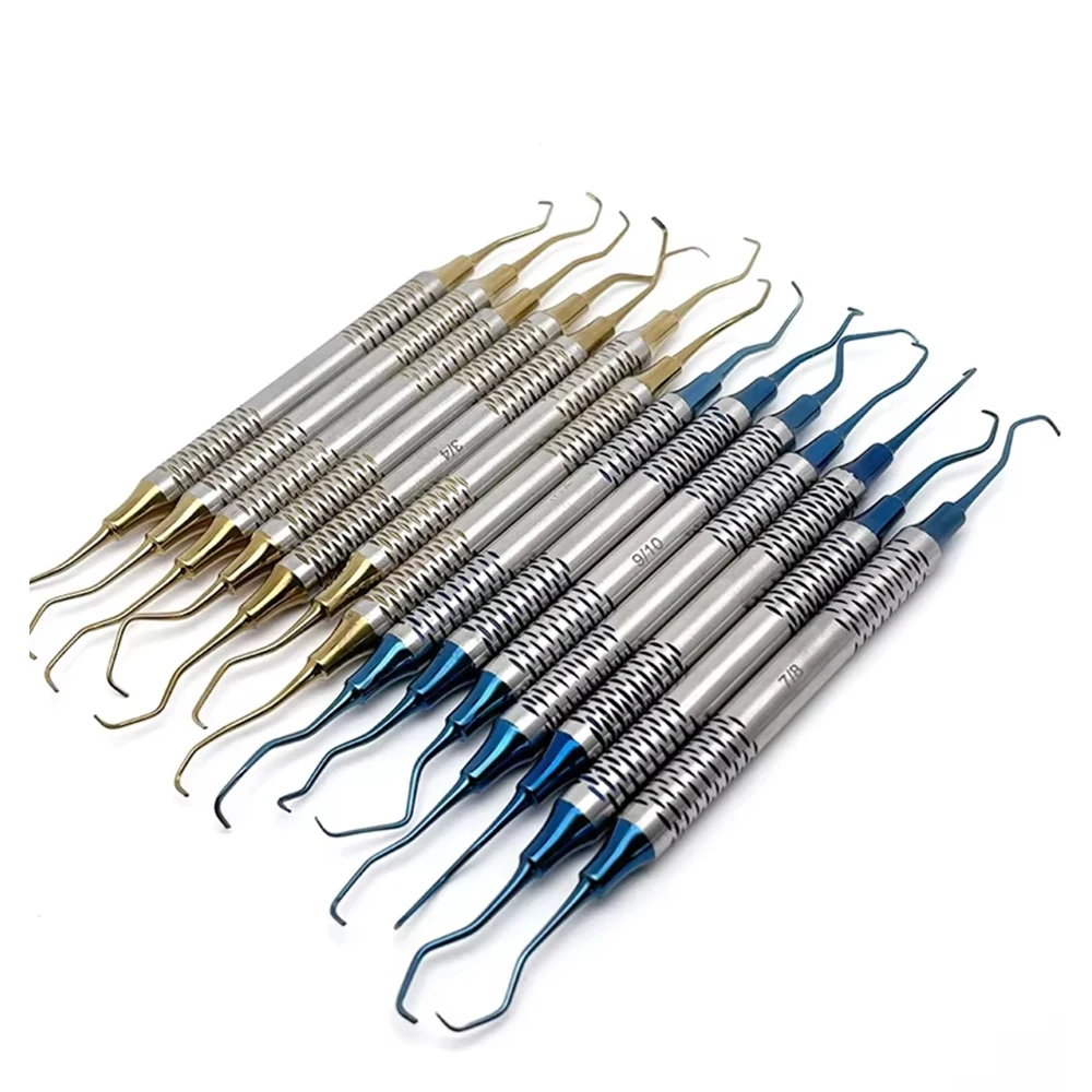 7Pcs Dental Scaler Set Professional Manual Tooth Cleaning Tools Gracey Curette Periodontal Bone Curettes Dentist Perio Kit view 3
