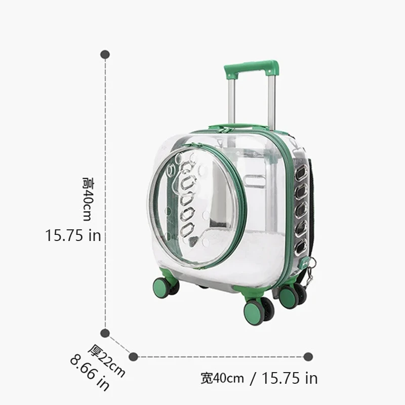 Pet Dog Cat Trolley Suitcase Luggage with Wheels Carrying Transparent Suitcase Breathable Pet Cat Carrier Backpack Pet Stroller