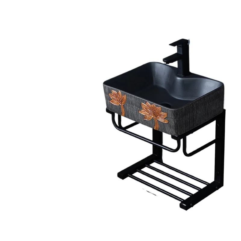 

The art table basin is simple stainless steel wall-mounted washbasin cabinet combination small apartment bathroom wall hanging