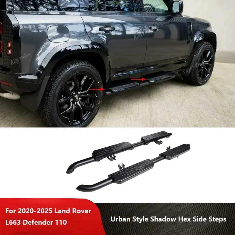 Estribos Laterales Hexagonales Negros Urbanos de Alta Calidad, Accesorios de Modificación Exterior Todoterreno 4x4 Compatibles con Land R