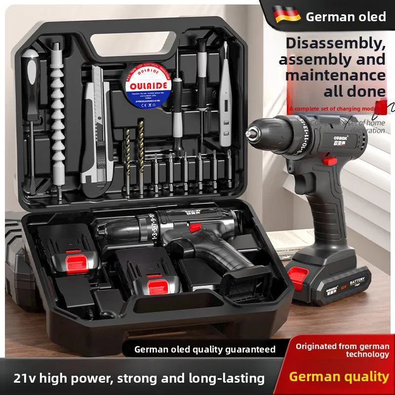 21V Cordless Drill and Electric Screwdriver Tool Set with Storage Case for Home Repair, DIY Assembly, Wood and Wall Drilling