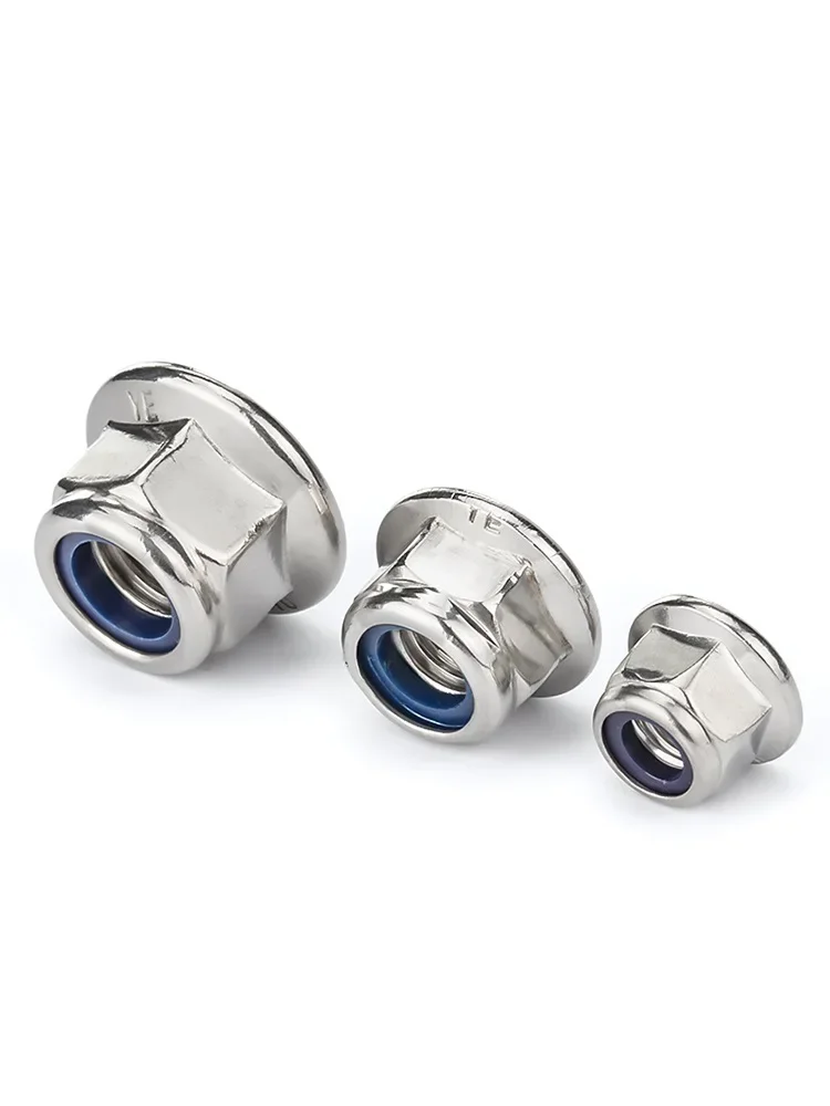 10-20pcs M3 M4 M5 M6 M8 Carbon Steel Nickel Plated White Zinc Screw Cap Flange Nylon Lock Nut Galvanized With Washer Lock Nut