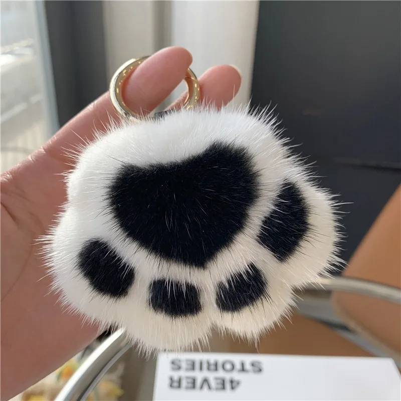 Women's Cat Paw Faux Fur Keychain Charm Fashion Plush Bear Paw Car Keychain Bag Pendant Party Favor Jewelry