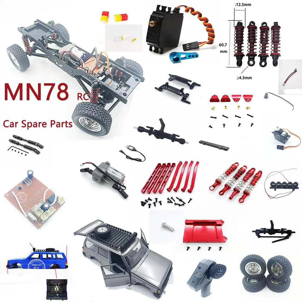MN MN78 MN-78 RC Car Spare Parts Modified Metal Four-wheel Drive Frame Assemblies Model Housing Motor Wave Box Steering Gear Tir