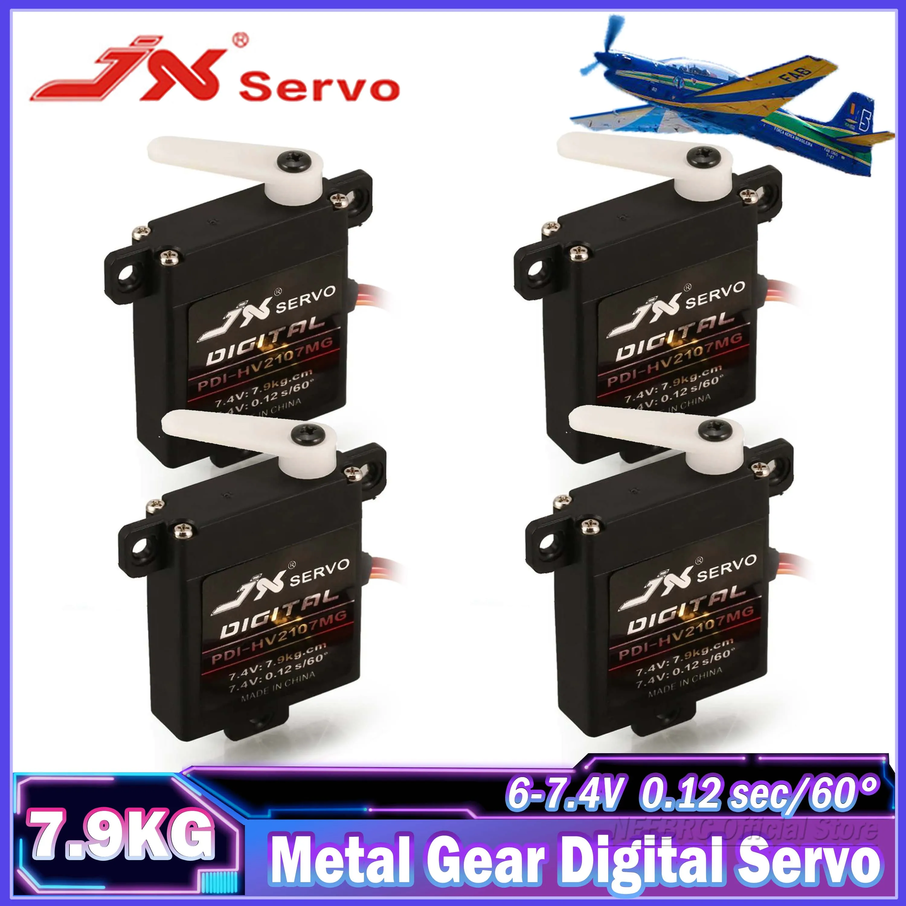 

JX Mini Servo 2/4/6PCS 7.9KG Torque Digital PDI-HV2107MG Steering Metal Gear Motor 25T for RC Fixed Wing Airplane Toy Model Part