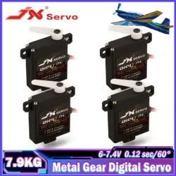 JX Mini Servo 2/4/6PCS 7.9KG Torque Digital PDI-HV2107MG Direção Metal Gear Motor 25T para RC Asa Fixa Avião Brinquedo Peça Modelo