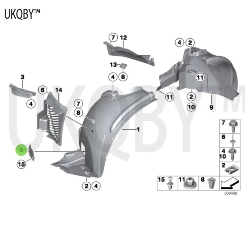 Left front wind blocking lip self tapping screw cover air duct front left cover air duct front right 51717163281 51717163282