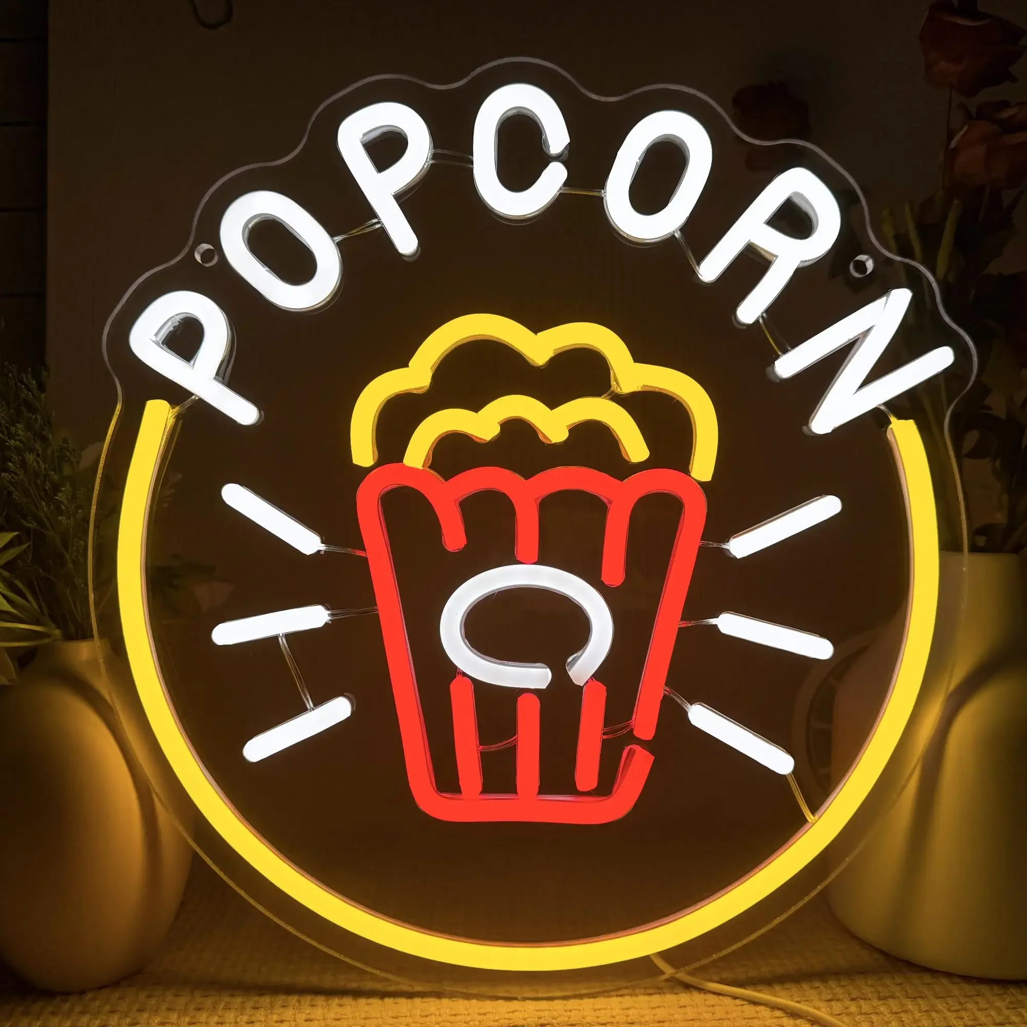 Popcorn Box Neon Sign, Cinema LED Light for Wall Decor, Dog Popcorn Neon Light, Dimmable USB Neon Lights for Film Room