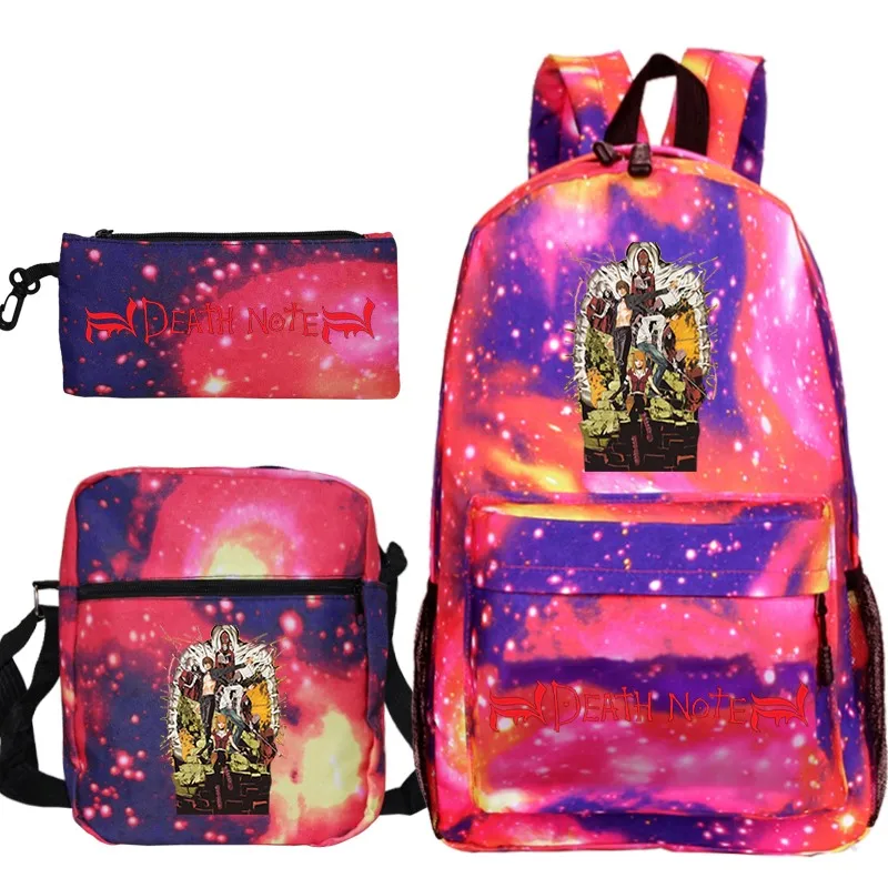 Zaino Death Note Set da 3 pezzi astuccio Mochila Studente Zaino multifunzione Ragazzi Ragazze bookbag Adolescenti Zaino giornaliero regali