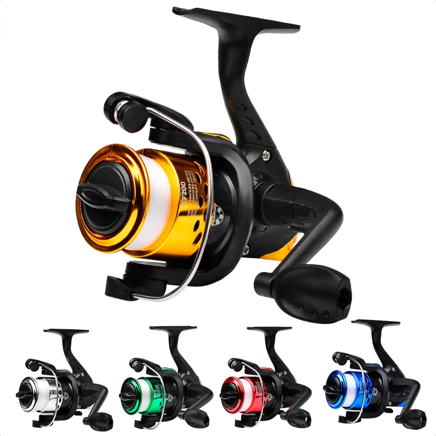 

High Speed Gear Ratio 5.2 1 Premium Spinning Fishing Reel with 1pc Bait Folding Rocker - Includes Strong Fishing Line