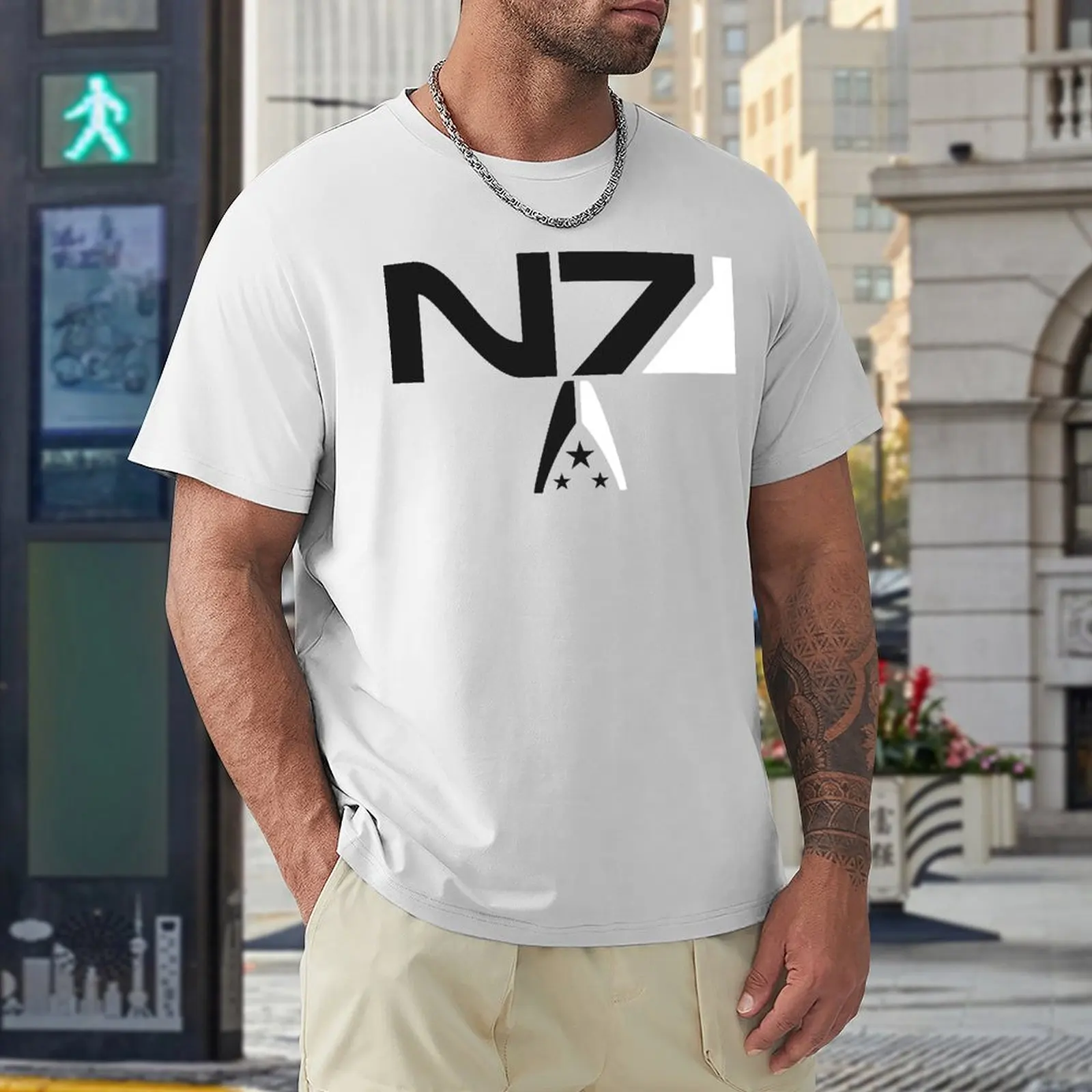 Mass Effect N7 Icon Essential for Sale T-shirt Harajuku Sports  Funny Novelty Top Tee Top Quality Aactivity Competition USA Size