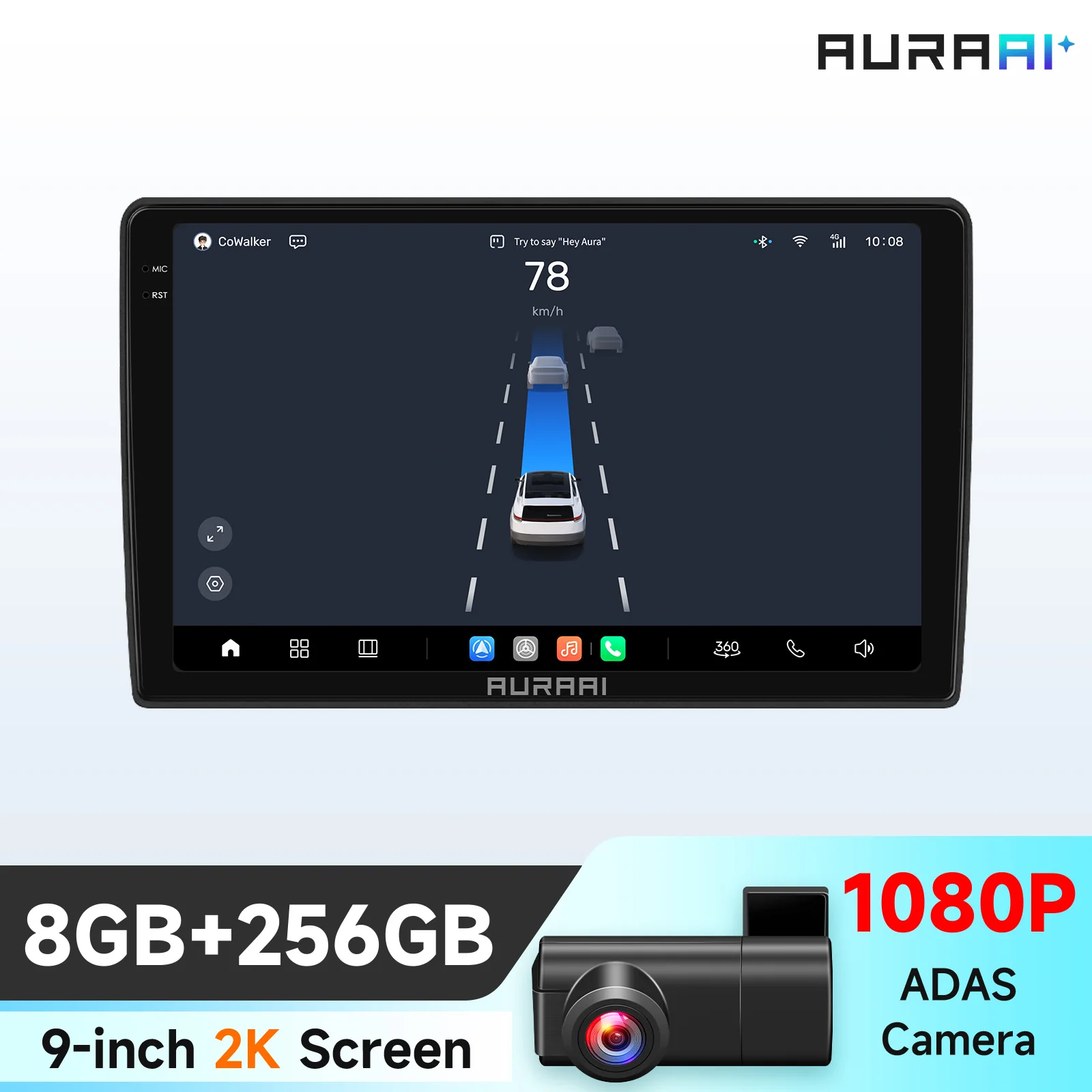 AURAAI 2K draadloze CarPlay Android-autoradio voor Fiat 500 2016 2017 2018 2019 Multimedia videospeler GPS-navigatie Stereo ADAS 360 Camera RDS DSP Bluetooth 3D 7870 AI Voice Intellingent Screen
