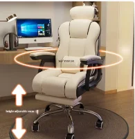 Recliner Office White Custom Executive Leather Ergonomic Chair with Footrest Function