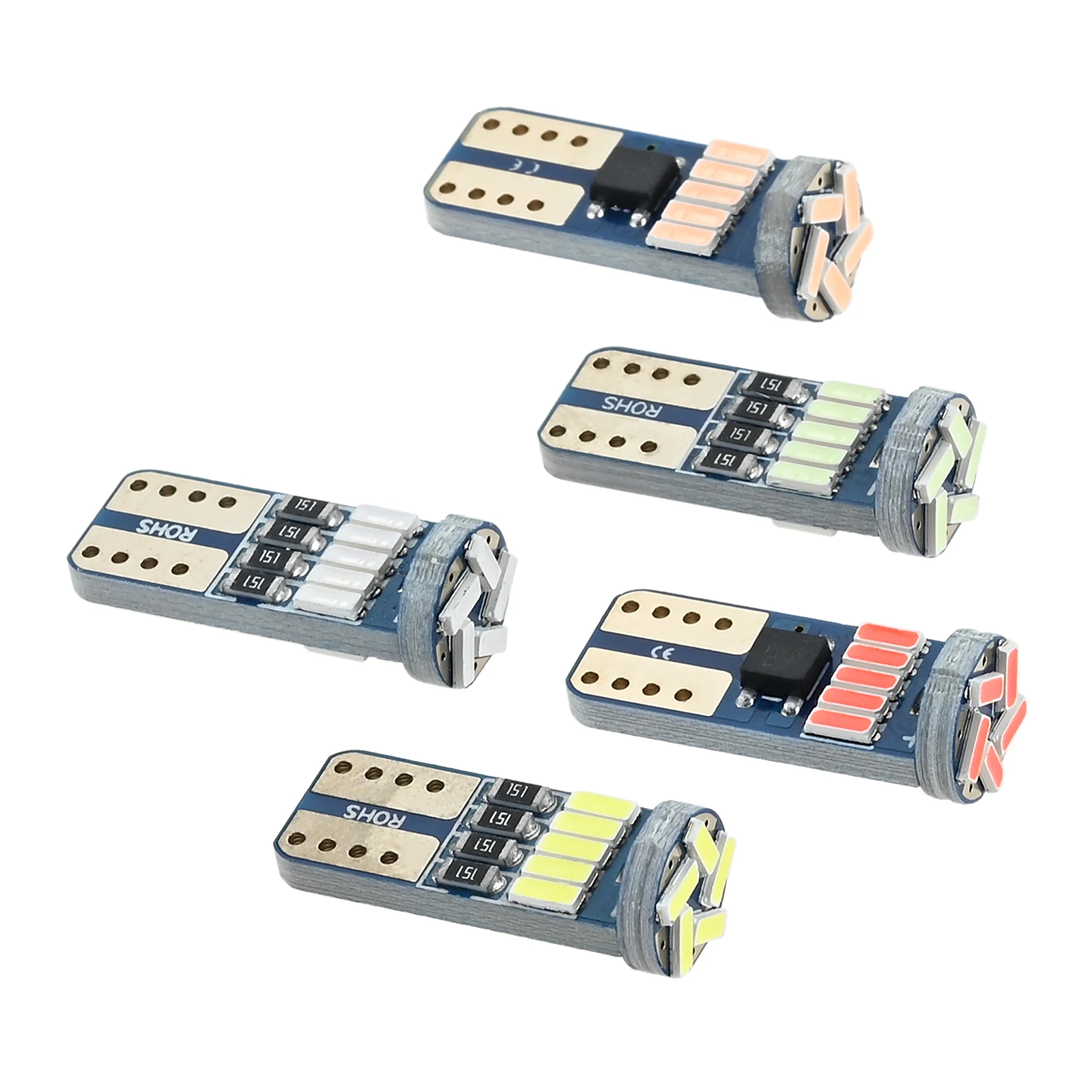 

10 шт. белые/красные/синие/фиолетовые светодиодные лампы, автомобильные светодиодные индикаторы ширины с бесконечным декодированием t10 4014 15smd, автомобильные аксессуары