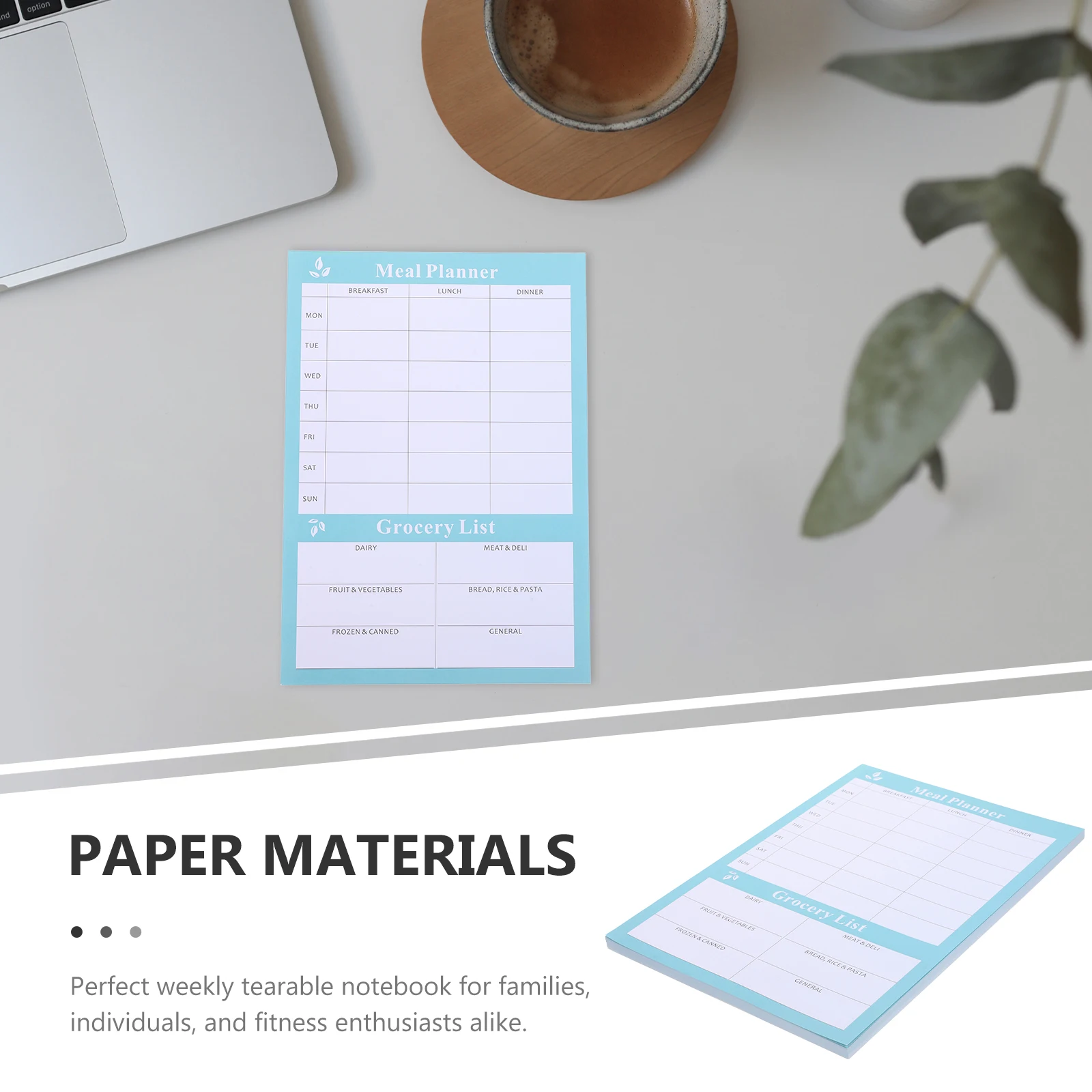 

Food Meal Plan Book Diet Tearable Notebook Grocery List Daily Diary Calendar Weekly for Blue Household Home Journal Shopping