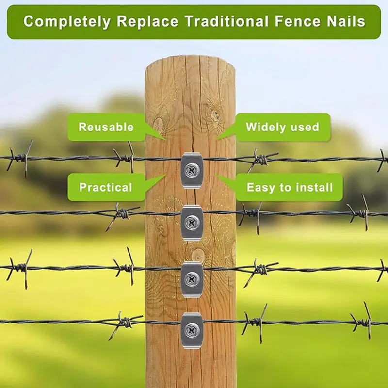 Fence Staple Fence Nails Reusable Wire Fence Staple Screws 50x Fence Staple Nails With Wire Fixer Fence Fasteners For Wire Mesh