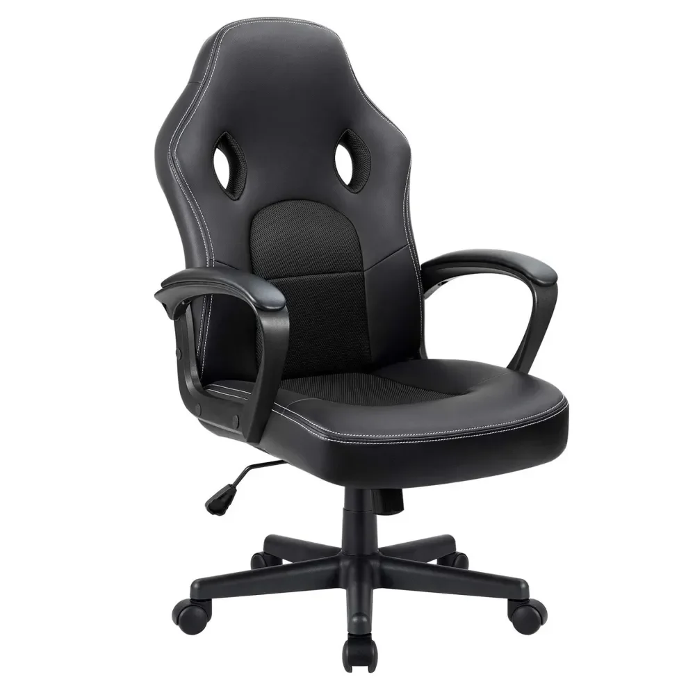 Racing Style Ergonomic Leather Chair Adjustable Swivel Task Chair with Lumbar Support for Office and Gaming
