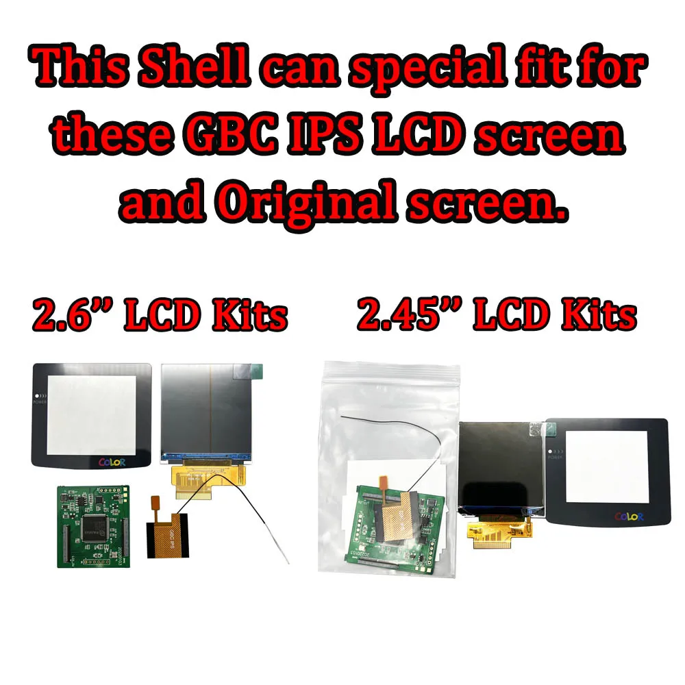 High Quality GBC Shell For Gameboy Color Housing Shell With Glass Screen Lens, Buttons Compatible With IPS And Original Screen