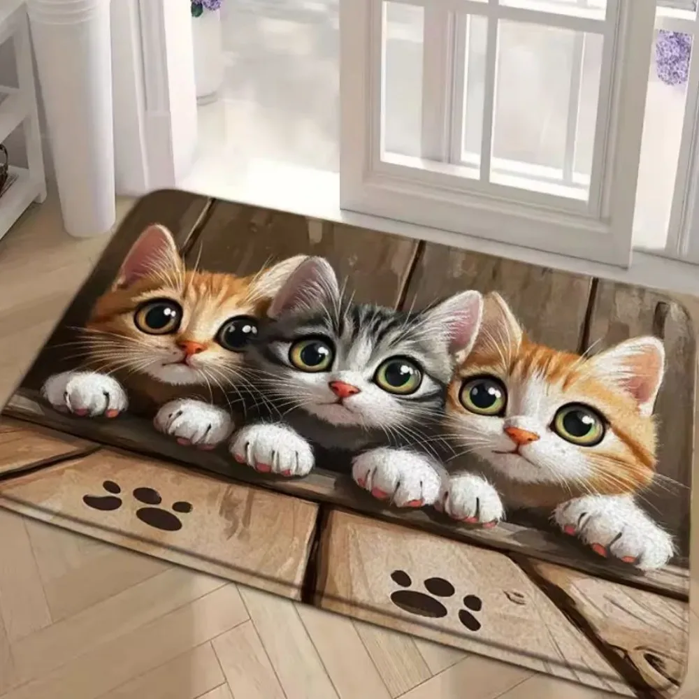 VIKAMA Non-slip Cat Paw Print Doormat Cute for Entryway Bathroom Home