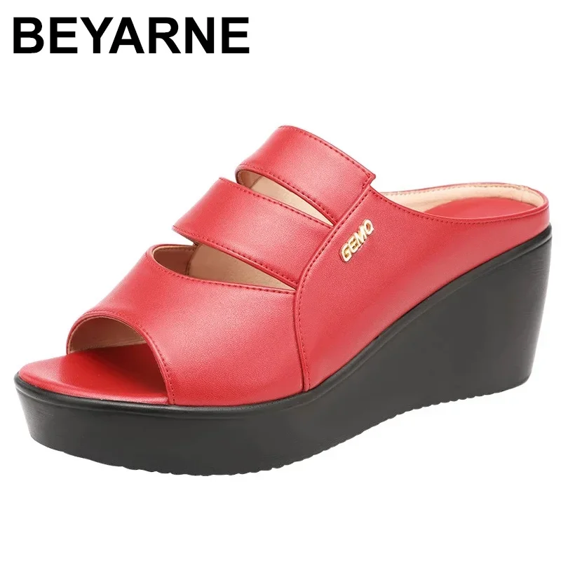 BEYARNE Wedges Heel Sandals Women  Summer New Fashion Thick Bottom Platform Open Toe Sandal Size 32 To 43