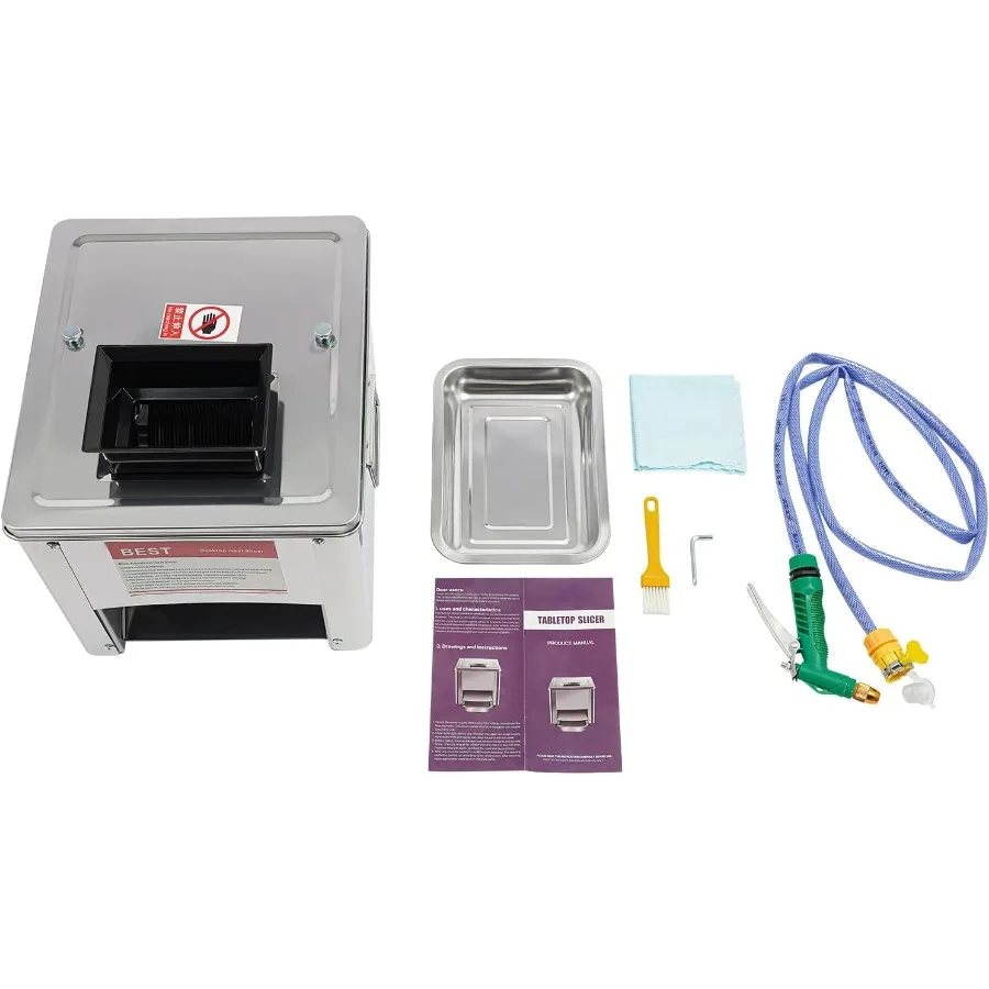 ماكينة تقطيع اللحوم الكهربائية بقدرة 850 وات مع شفرة من الفولاذ المقاوم للصدأ للاستخدام التجاري في تقطيع اللحوم والخضروات سميكة قابلة للتعديل