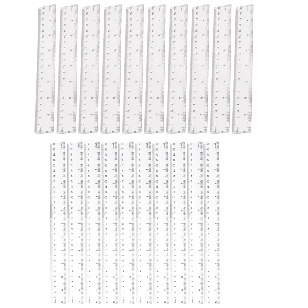 

20Pcs Ruler Stationery Plastic Straight Ruler 20Cm 30Cm Clear Measurement Tool for School Office Home Student Use