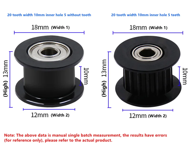 GT2 Umlenkrolle, 16 Zähne, 20 Zähne, mit 3 mm oder 5 mm Bohrung, mit Lagern für 3D-Druckerteile, Zahnriemen 6 mm, 10 mm – Detail 6