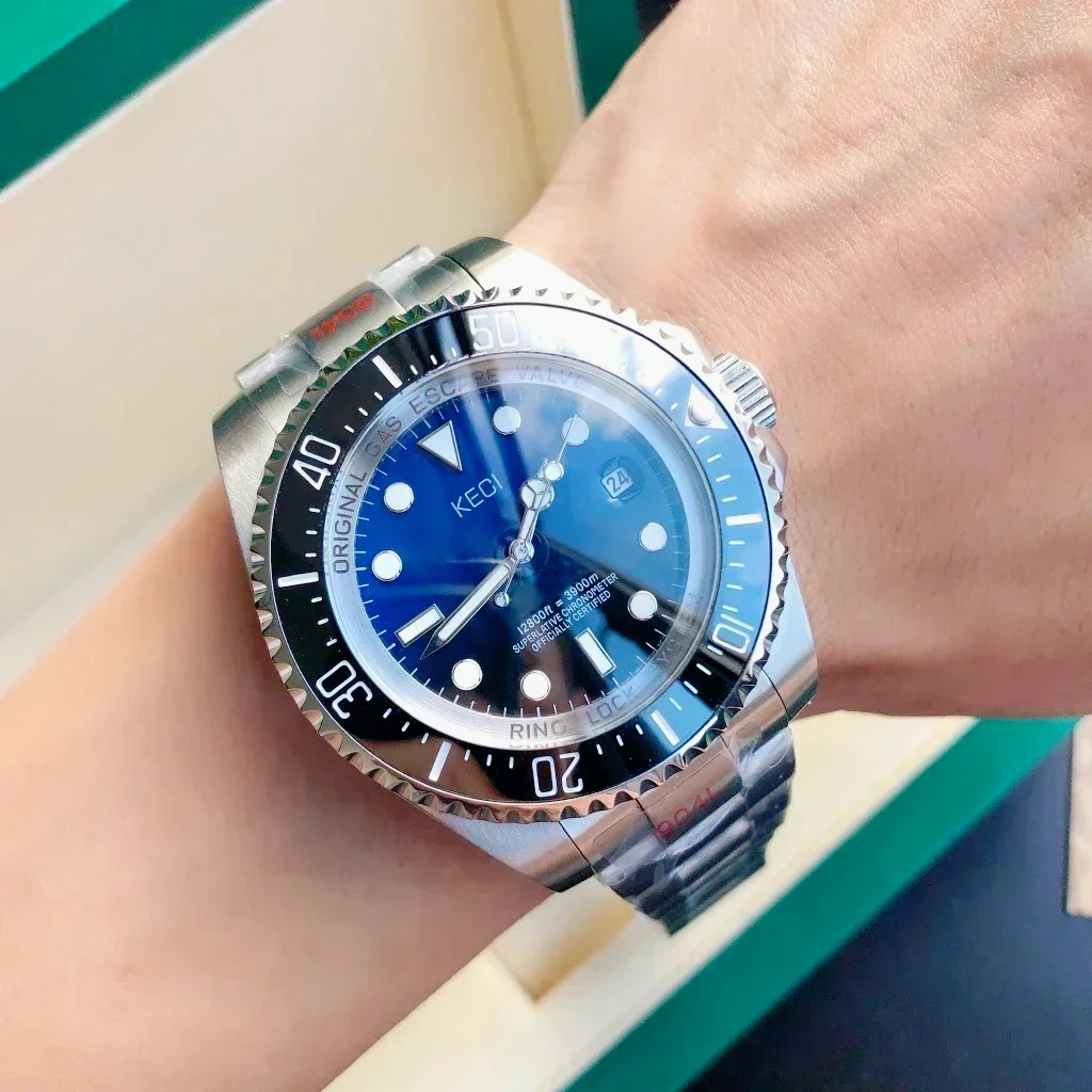 2026 Men Automatic Mechanical Watches Stainless Steel Deep Black Blue Ceramic Luminescent Dial 44mm