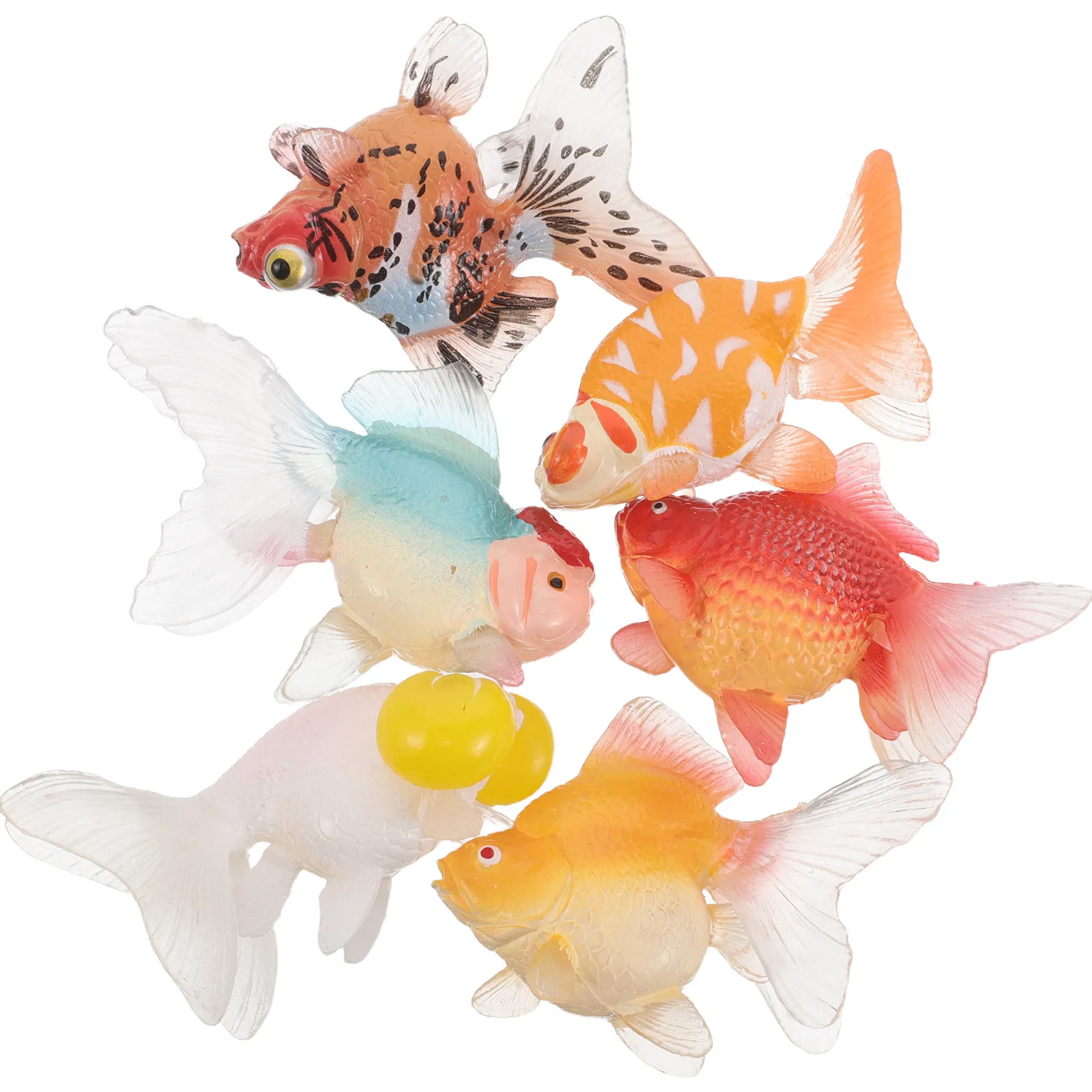 

6pcs Goldfish Simulation Figurine Ornament PVC Fish Model Home Desk Display For Fish Bowl Glass Tank Aquarium Decoration
