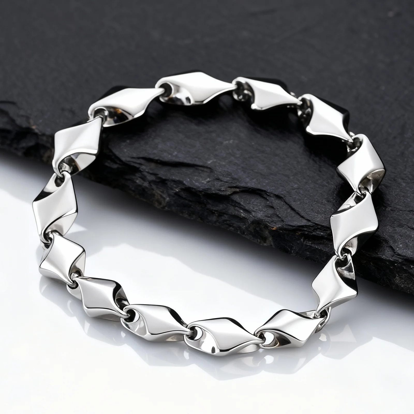 

Hiphop Men's Chunky Chain Bracelet,21CM Stainless Steel Geometry Link Wristband,Stylish Birthday Party Gift