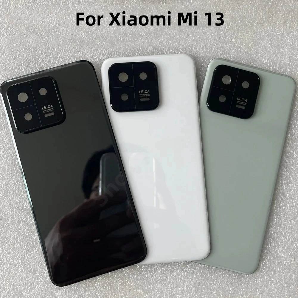 New For Xiaomi Mi 13 Glass Back Battery Cover For Mi13 Door Housing + Flash Cover + Camera Lens