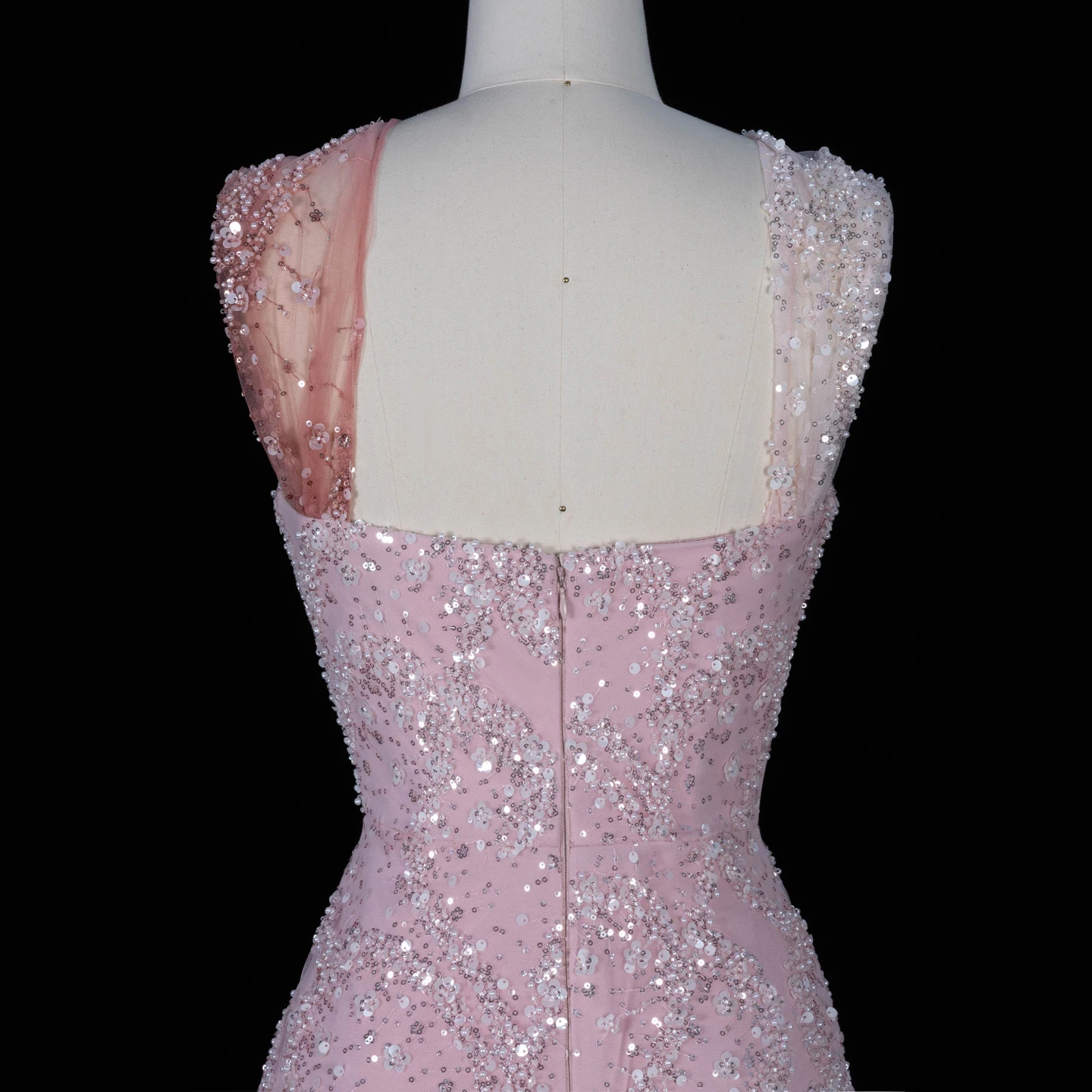 Sharon Said 2026 Neues Abendkleid in Farbverlauf Rosa mit Perlen, gedrehtem Neckholder, A-Linie, Dubai Arabisches Damen-Abendkleid SS709 Maßanfertigung – Detail 19