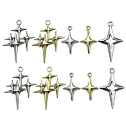 10pcs Vintage Four-pointed Star Charms Alloy Star Pendants for DIY Bracelets Necklaces Earrings Jewelry Making Accessories