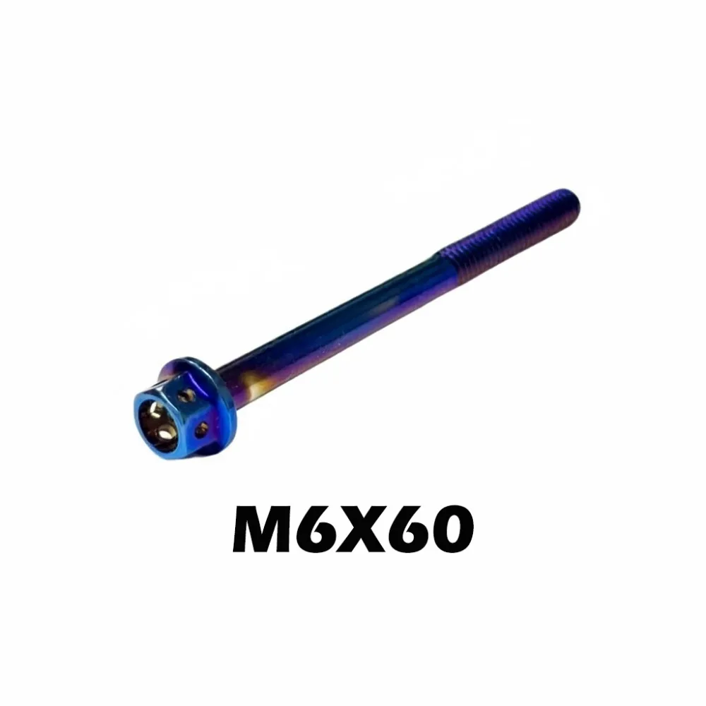 High Quality M6 Titanium Bolt 10/15/20/25/30/35/40/45/50/60 Blue Hex Head Screws With Drilled Holes Hex Head Bolts Motorcycle