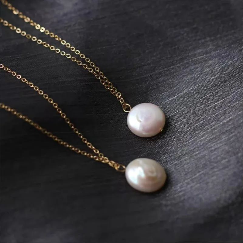 Trumium S925 Sterling Silver Baroque Natural Pearl Necklaces for Women Irregular Pearls Pendant Gold Chain Choker Fine Jewelry