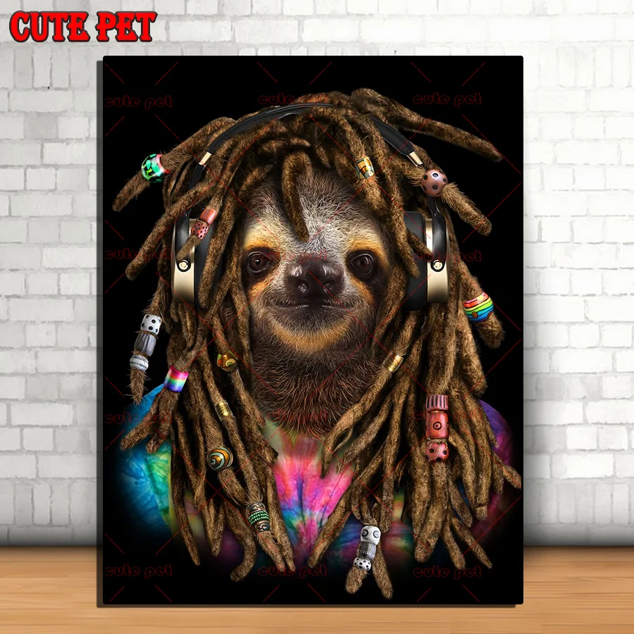 الحيوان الذئب مع المجدل الماس اللوحة الماس التطريز الدب أورانغوتان التمساح القط الكلب الراين التطريز فسيفساء