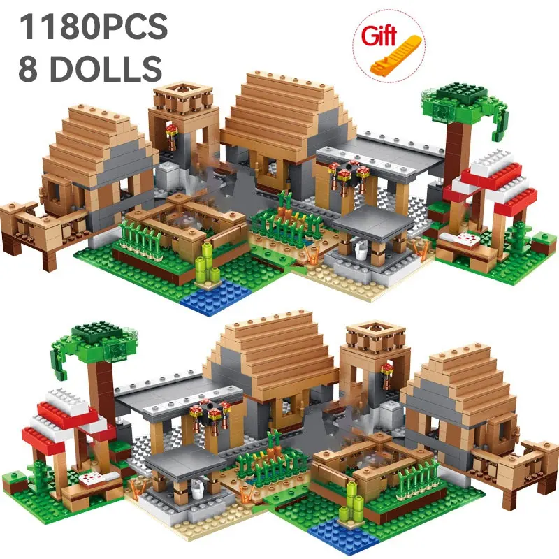 1180PCS My World The Farm Cottage Village House Building Blocks with Figures Compatible 21128 Model DIY Bricks Toys Kids Gifts