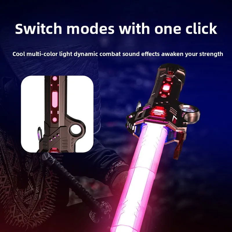Children Colorful Glowing Sword Toys Telescopic Music Laser Sword 2-in-1 Rotating Decompression Toy Light Sword Kids Adult Toys