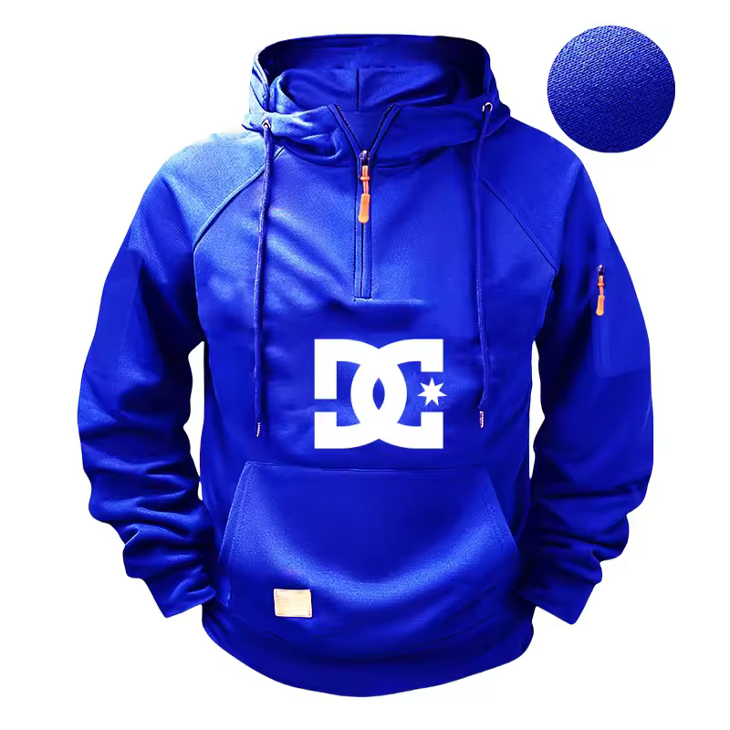 New men's fashion zippered pullover, long-sleeved sweatshirt, casual autumn sweatshirt, multi-pocket spring and autumn style - Image 6