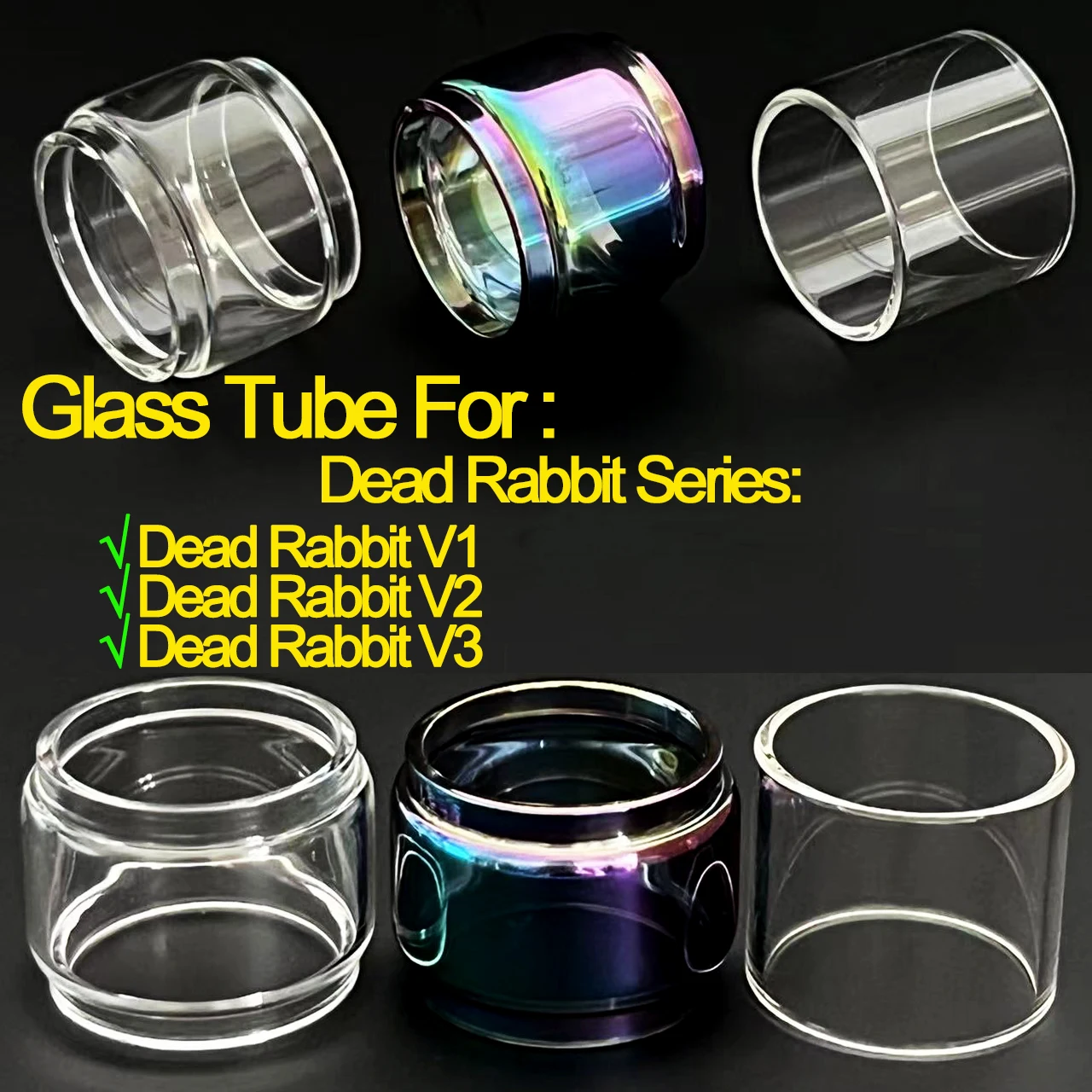 30pcs Transparent Rainbow Bubble Fat Straight Replacement Glass Tube 10/5pcs For Dead Rabbit V1/V2/V3 Tank RTA