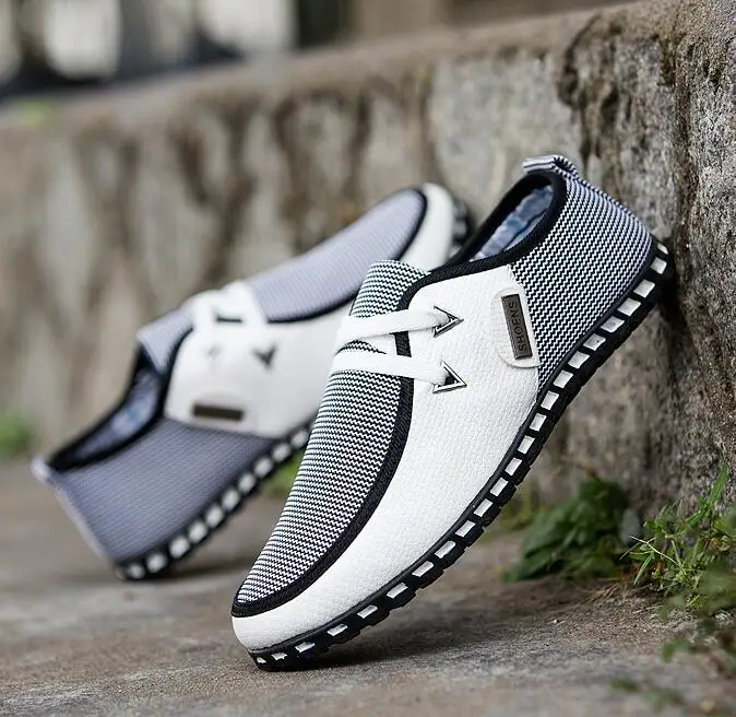 Men Casual Flat Shoes Driving Shoes Lace Up Men Shoes Leather Summer Loafers for Men Plus Size 45 Comfortable Men\'s Sneakers