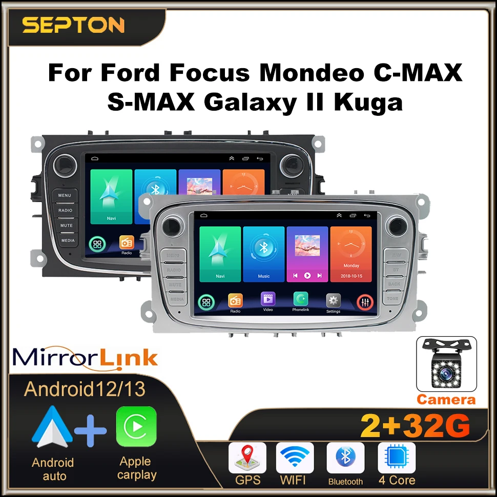 

SEPTON Wifi Android 12 Car Radio for Ford Focus Mondeo C-MAX S-MAX Galaxy II Kuga Carplay GPS 2Din Multimedia Player Head Unit