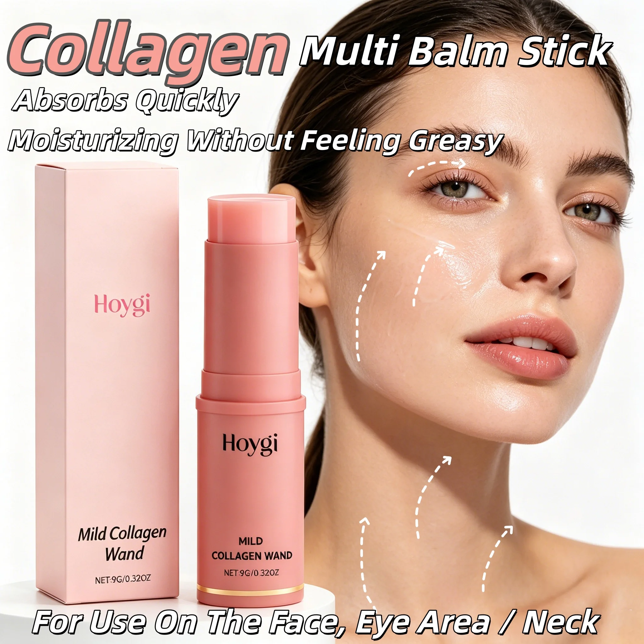 K-Beauty Collagen Multi Balm Stick for Face Neck Lip And Eye Refreshing Non-sticky Intense Hydration Glow Anti-Wrinkle Aging Hydrating Anti-Creasing Bounce for Dewy Glass Dark Circles Dry Mess-Free Travel Skincare Portable Under Eye Balm Primer Skin New