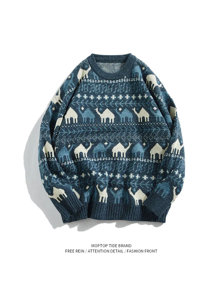 

Свободный мужской вязаный свитер, круглый Ne Thiened Overhead, корейский зимний модный повседневный однотонный топ Lazy Sle Jaet