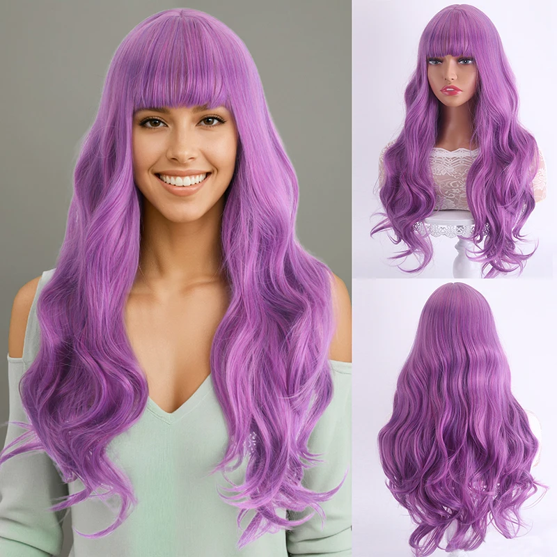 

European and American style bangs, long curly hair, big wavy hairstyle, fashionable new style Synthetic fiber wig