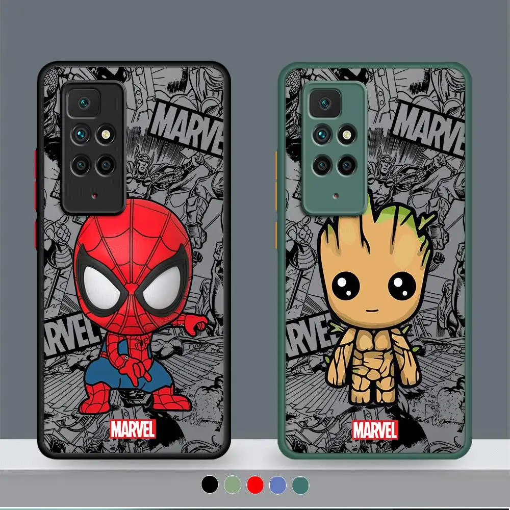 Cartoon Marvel Groot Spiderman Phone Case for Xiaomi Redmi 12C 9A 9i 10C 10 2022 9C 10A K40 Pro 9T 12 4G Matte Shockproof Cover