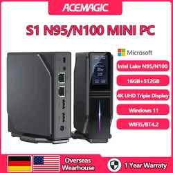 ACEMAGIC S1 Intel Alder Lake N95/N100 Mini Pc Minipc Gaming Gamer Windows 11 HDMI WIFI5 BT4.2 DDR4 16GB 512G Dual SSD Desktops