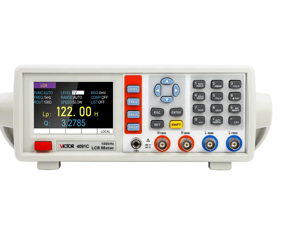 

VICTOR 4091C Benchtop LCR Meter Digital 10-100kHz Frequency Inductance 9999H Capacitance 99999uF Resistance 99.99Mohm USB RS232