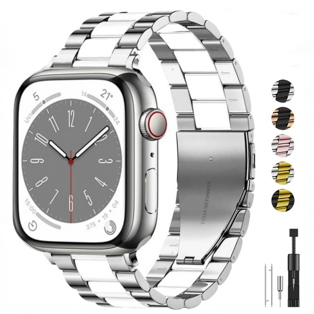 

Metal Strap For Apple Watch 8 7 45mm 41mm Ultra 49mm Stainless Steel Wristband iWatch Series 6 5 4 3 SE 44mm 40mm 42mm 38mm Band